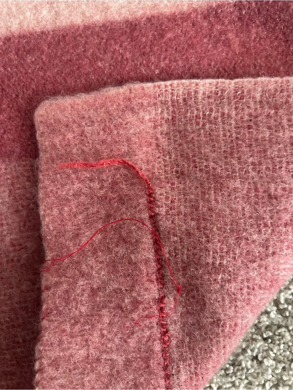 Vintage St. Mary’s wool Pink Striped Throw Blanket